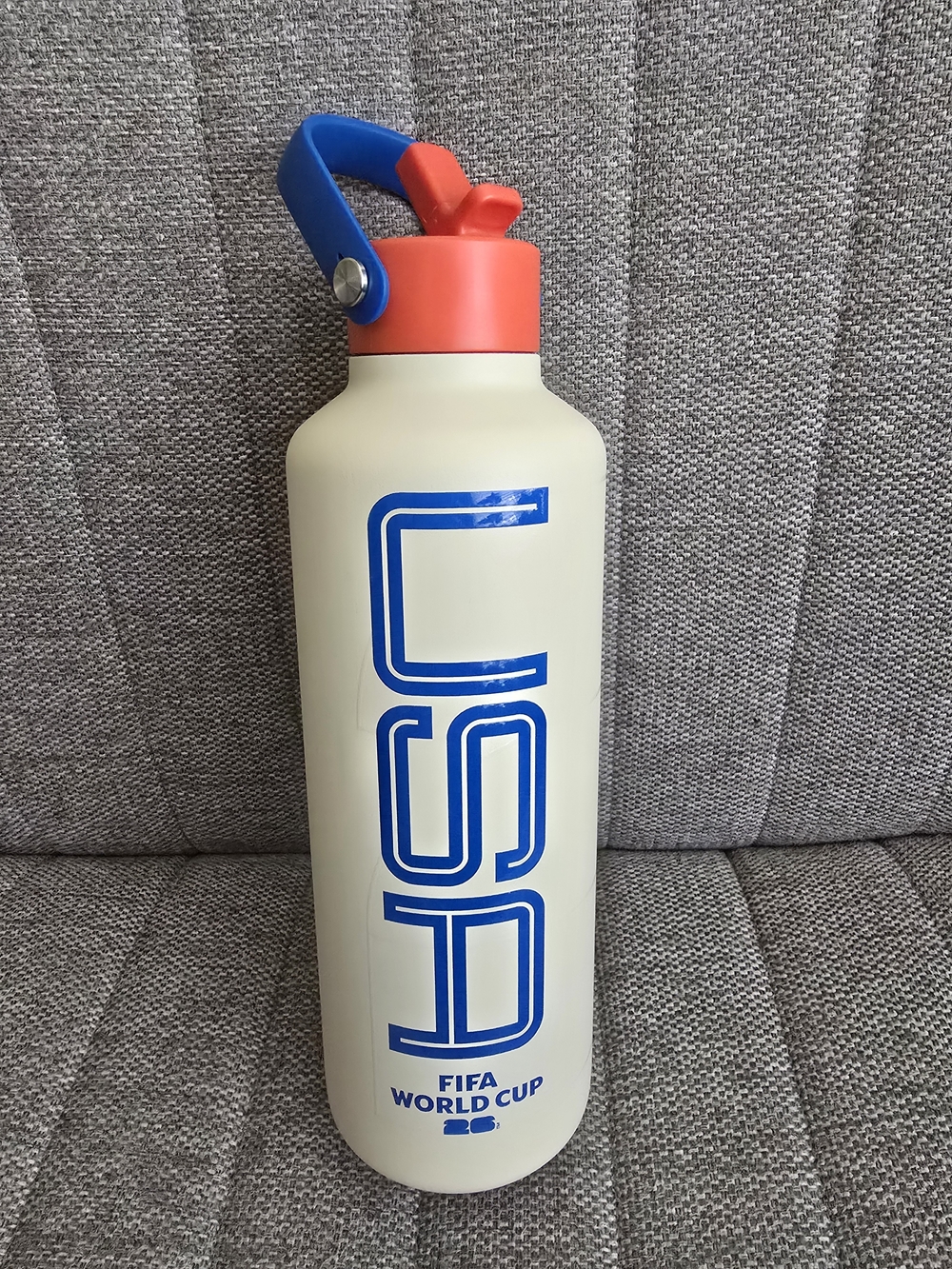 FIFA World Cup USD Water Bottle - Cream with Blue & Coral